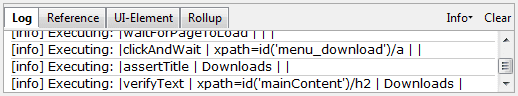 Selenium IDE Bottom Box